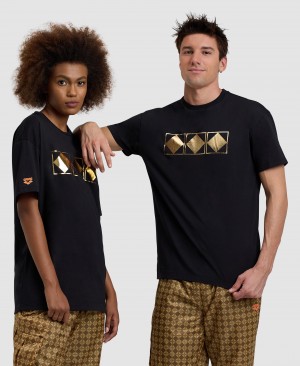 Black Arena 50th Anniversary Gold Women's T Shirts | 27863604