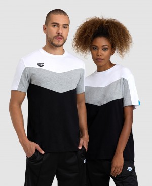 Black Arena Color Block Women's T Shirts | 69689121