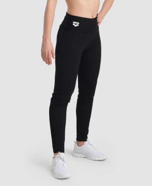 Black Arena Fleece Solid Women's Pants | 78473932