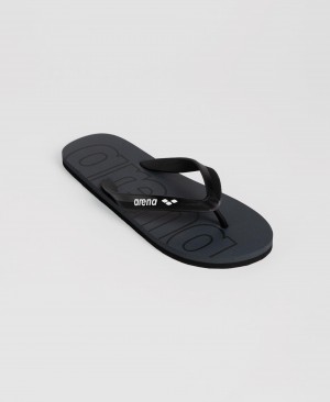 Black Arena Flip Flop Arena Hook Men's Flip Flops | 22936931