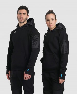 Black Arena Hooded Tech Men's Sweatshirts | 44935545