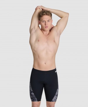 Black Arena Hydrange Bouquet Jammer Men's Swim Shorts | 18612496