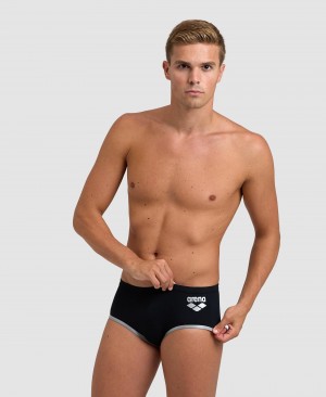 Black Arena One Big Logo Men's Briefs | 36195058