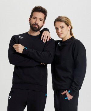 Black Arena Solid Crewneck Women's Sweatshirts | 57918028