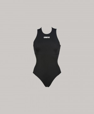 Black Arena Solid Waterpolo Women's Swimsuits | 83752269