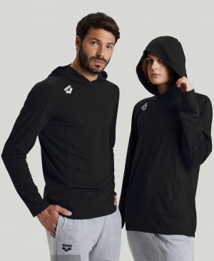 Black Arena Team Hooded Panel Men's T Shirts | 37834433