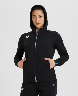 Black Arena Team Hooded Panel Women's Jackets | 47068963