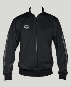 Black Arena Team Line Knitted Poly Men's Jackets | 92187651