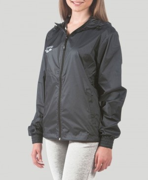 Black Arena Team Line Ripstop Windbreaker Women's Jackets | 61324490