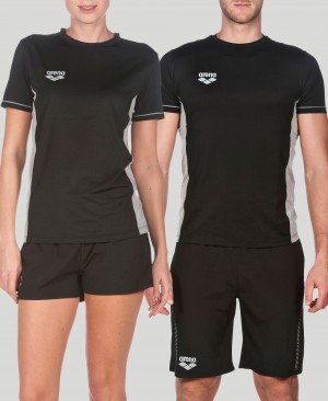 Black Arena Team Line Tech Short Sleeve Men's T Shirts | 98066965