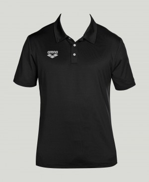 Black Arena Team Line Tech Short Sleeve Women's Polo Shirts | 14891093