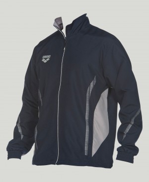 Black Arena Team Line Warm-up Men's Jackets | 51655183