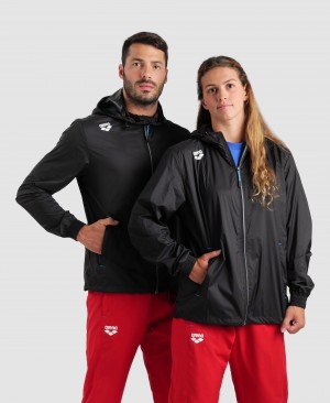 Black Arena Team Windbreaker Solid Women's Jackets | 47662070