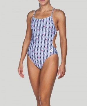 Blue Arena Dolphin Booster Back Women's Swimsuits | 40233968