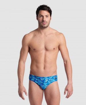 Blue Arena Pool Tiles Swim Men's Briefs | 62990414