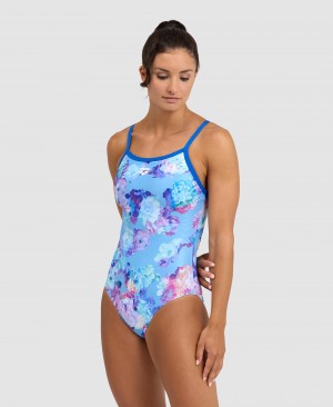 Blue Arena Spring Garden Light Drop Back Women's Swimsuits | 26431244