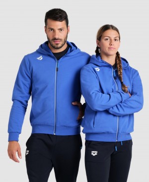 Blue Arena Team Hooded Panel Women's Jackets | 16389279