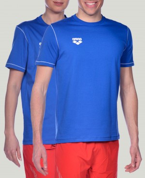 Blue Arena Team Line Short Sleeve Men's T Shirts | 36288598