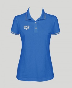 Blue Arena Team Line Short Sleeve Women's Polo Shirts | 39966431