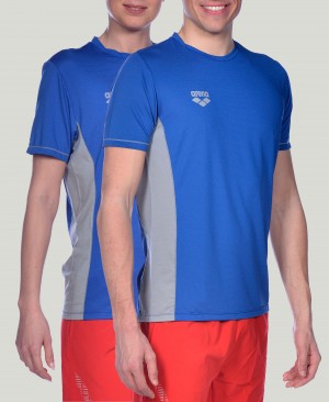 Blue Arena Team Line Tech Short Sleeve Men's T Shirts | 23429369