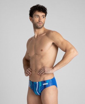 Blue Arena Team Painted Stripes Men's Briefs | 12406022