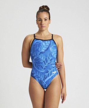 Blue Arena Tropicals Light Drop Back Women's Swimsuits | 66626079