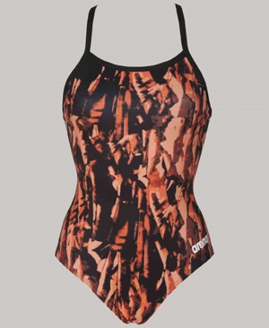 Brown Arena Painted Light Drop Back Women's Swimsuits | 61937568