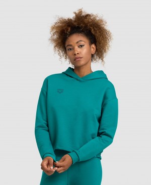 Green Arena Hooded Fleece Women's Sweatshirts | 48003953