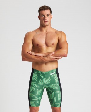 Green Arena Puzzled Jammer Men's Swim Shorts | 42701162