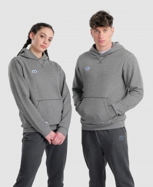 Grey Arena Icons Solid Hooded Men's Sweatshirts | 26554260