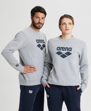 Grey Arena Logo Crewneck Men's Sweatshirts | 82628053