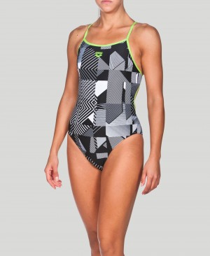 Grey Arena Optical Accelerate Back Women's Swimsuits | 99421041