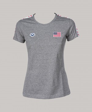 Grey Arena Team USA Women's T Shirts | 54709199