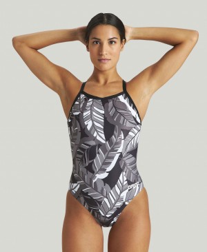 Grey Arena Tropicals Light Drop Back Women's Swimsuits | 88077798