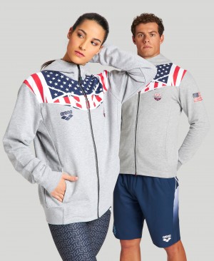 Grey Arena USA Swimming Team Kit Hooded Zip Men's Jackets | 86049894