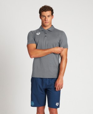 Grey Arena USA Tech Men's Polo Shirts | 60096