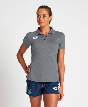 Grey Arena USA Tech Women's Polo Shirts | 15441735