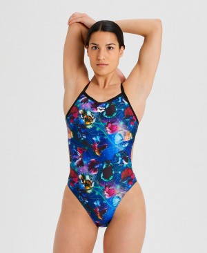 Multicolor Arena Allover Challenge Back Women's Swimsuits | 37923177