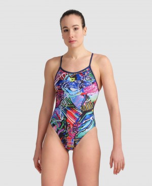 Multicolor Arena Allover Lace Back Women's Swimsuits | 56043734