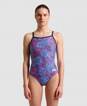 Multicolor Arena Hydrangea Bouquet Light Drop Back Women's Swimsuits | 86350651