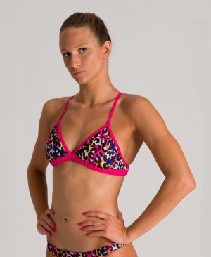 Multicolor Arena Printed Tie Back Top Women's Bikinis | 80880460