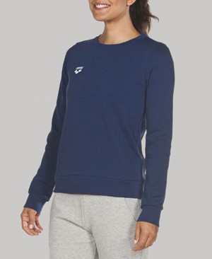 Navy Arena Essential Crew Women's Sweatshirts | 38457952