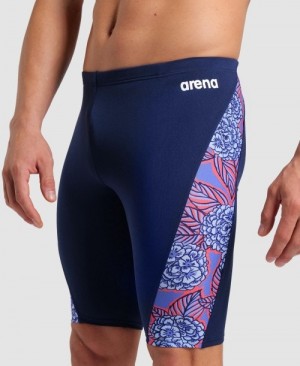 Navy Arena Hydrange Bouquet Jammer Men's Swim Shorts | 85042801