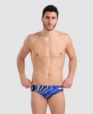 Navy Arena Marbled Men's Briefs | 96976649