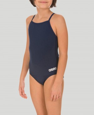 Navy Arena Master Youth Light Drop Back Girls' Swimsuits | 19101270