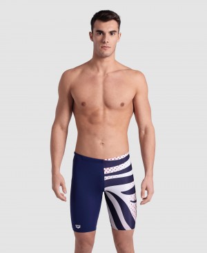 Navy Arena Multi Stripes Swim Jammer Men's Swim Shorts | 58705911