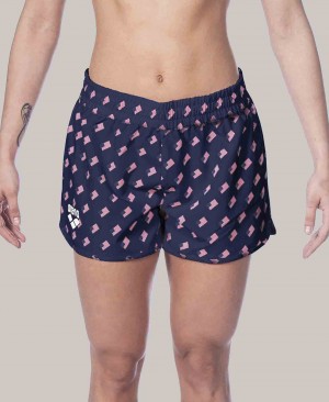 Navy Arena Official USA Swimming National Team Flag Print Women's Shorts | 39071121