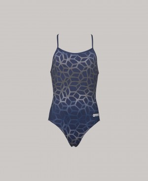 Navy Arena Polycarbonite Ii Youth Light Drop Back Girls' Swimsuits | 62449623