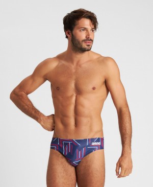 Navy Arena Puzzled Men's Briefs | 21638556