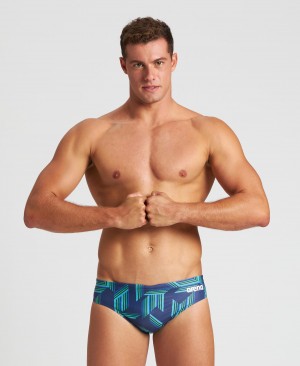 Navy Arena Puzzled Men's Briefs | 46463678